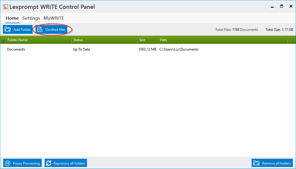 Lexprompt WRITE omitted files selection